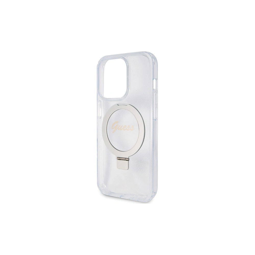 Wholesale Guess GUHMP15LHRSGSD Apple iPhone 15 Pro hardcase Ring Stand Script Glitter MagSafe transparent - GUE3035 - {ean13} - Hurt