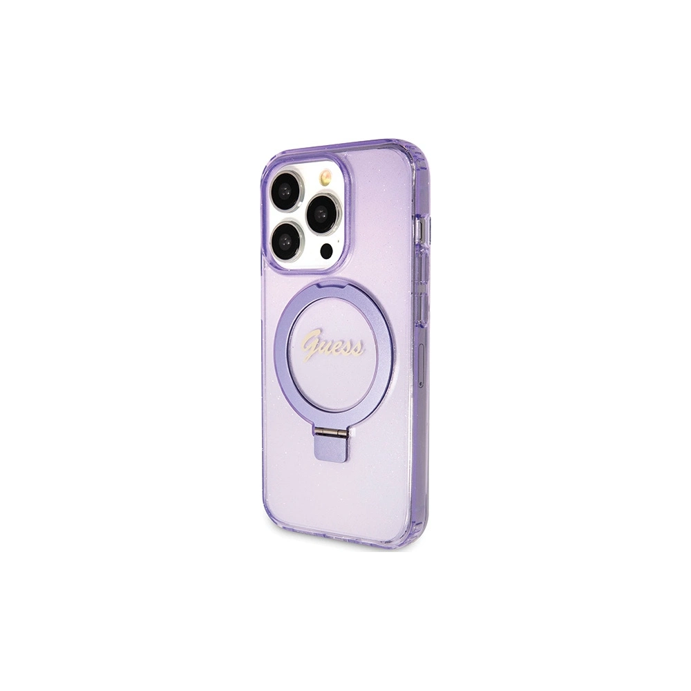 Hurtownia GSM - Etui Guess GUHMP15LHRSGSU Apple iPhone 15 Pro hardcase Ring Stand Script Glitter MagSafe violet/purple - GUE3038 - {ean13} - Hurt