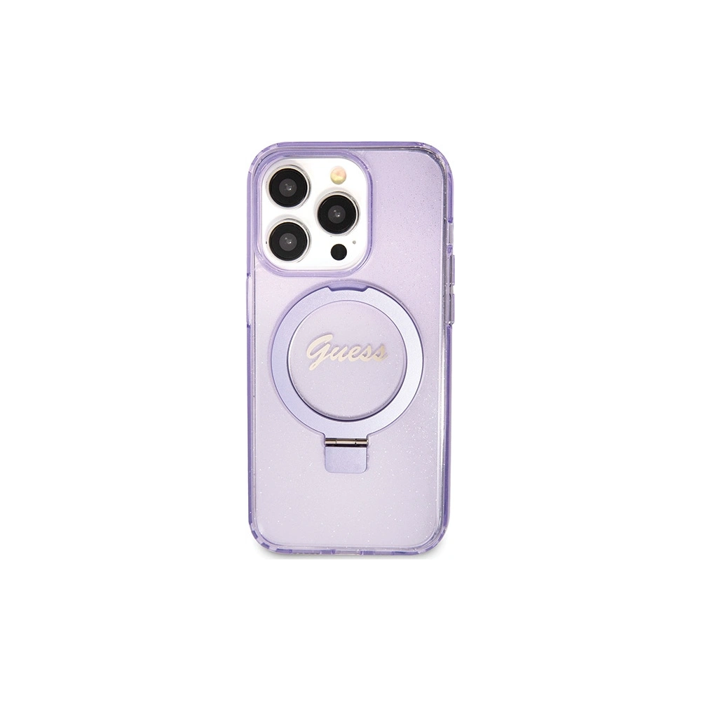 Hurtownia GSM - Etui Guess GUHMP15LHRSGSU Apple iPhone 15 Pro hardcase Ring Stand Script Glitter MagSafe violet/purple - GUE3038 - {ean13} - Hurt