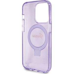Etui Guess GUHMP15LHRSGSU Apple iPhone 15 Pro hardcase Ring Stand Script Glitter MagSafe fioletowy/purple