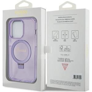 Etui Guess GUHMP15LHRSGSU Apple iPhone 15 Pro hardcase Ring Stand Script Glitter MagSafe fioletowy/purple