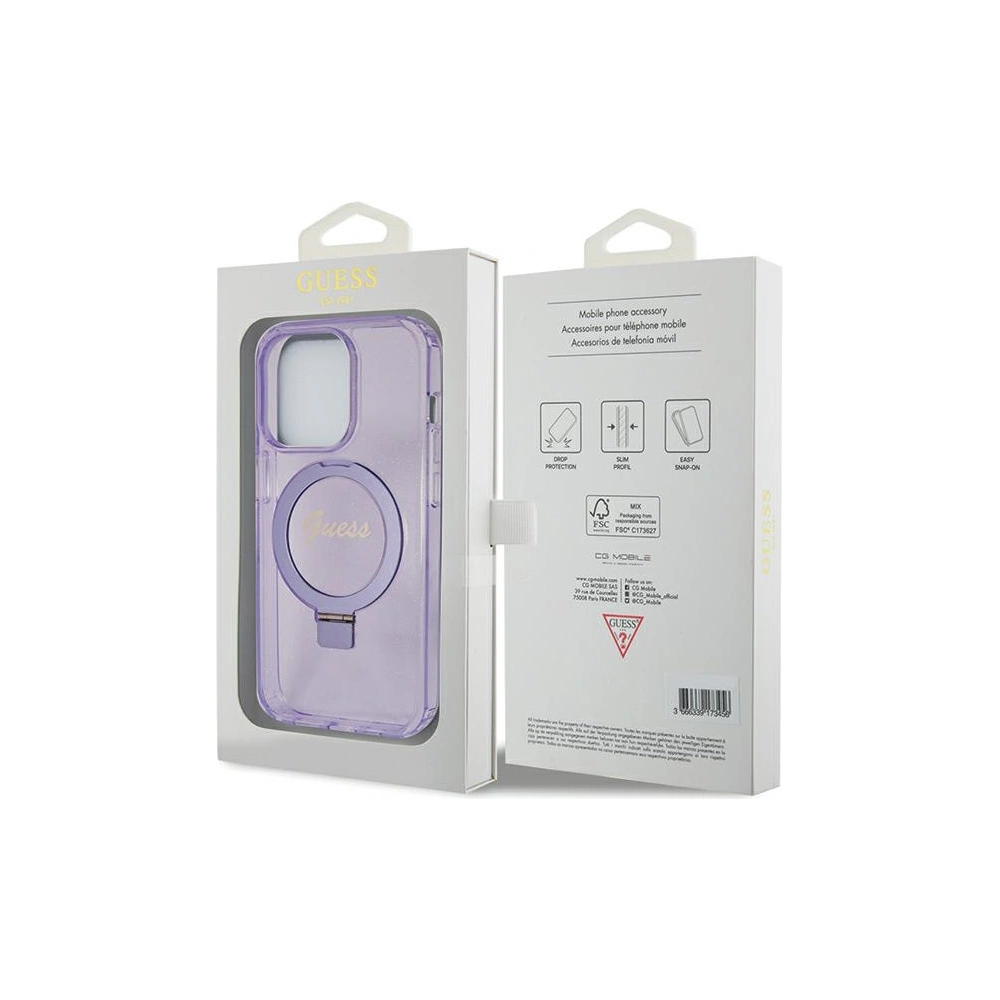 Hurtownia GSM - Etui Guess GUHMP15LHRSGSU Apple iPhone 15 Pro hardcase Ring Stand Script Glitter MagSafe violet/purple - GUE3038 - {ean13} - Hurt