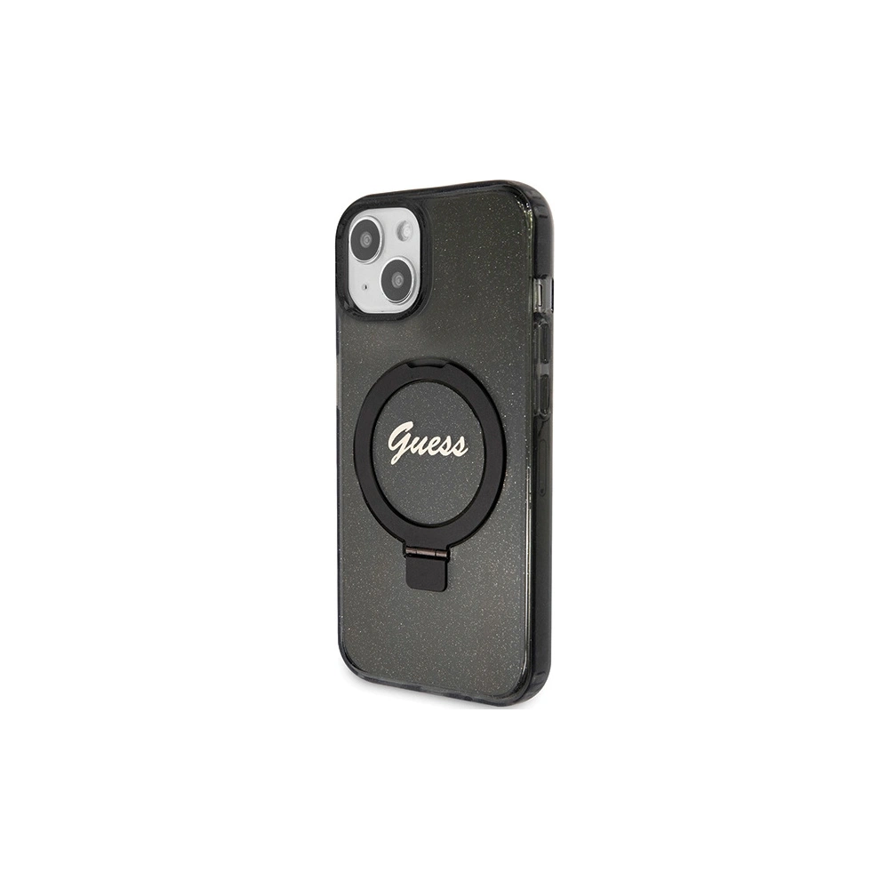 Hurtownia GSM - Case Guess GUHMP15MHRSGSK Apple iPhone 15 Plus / 14 Plus Hardcase Ring Stand Script Glitter MagSafe schwarz/black - GUE3039 - {ean13} - Hurt