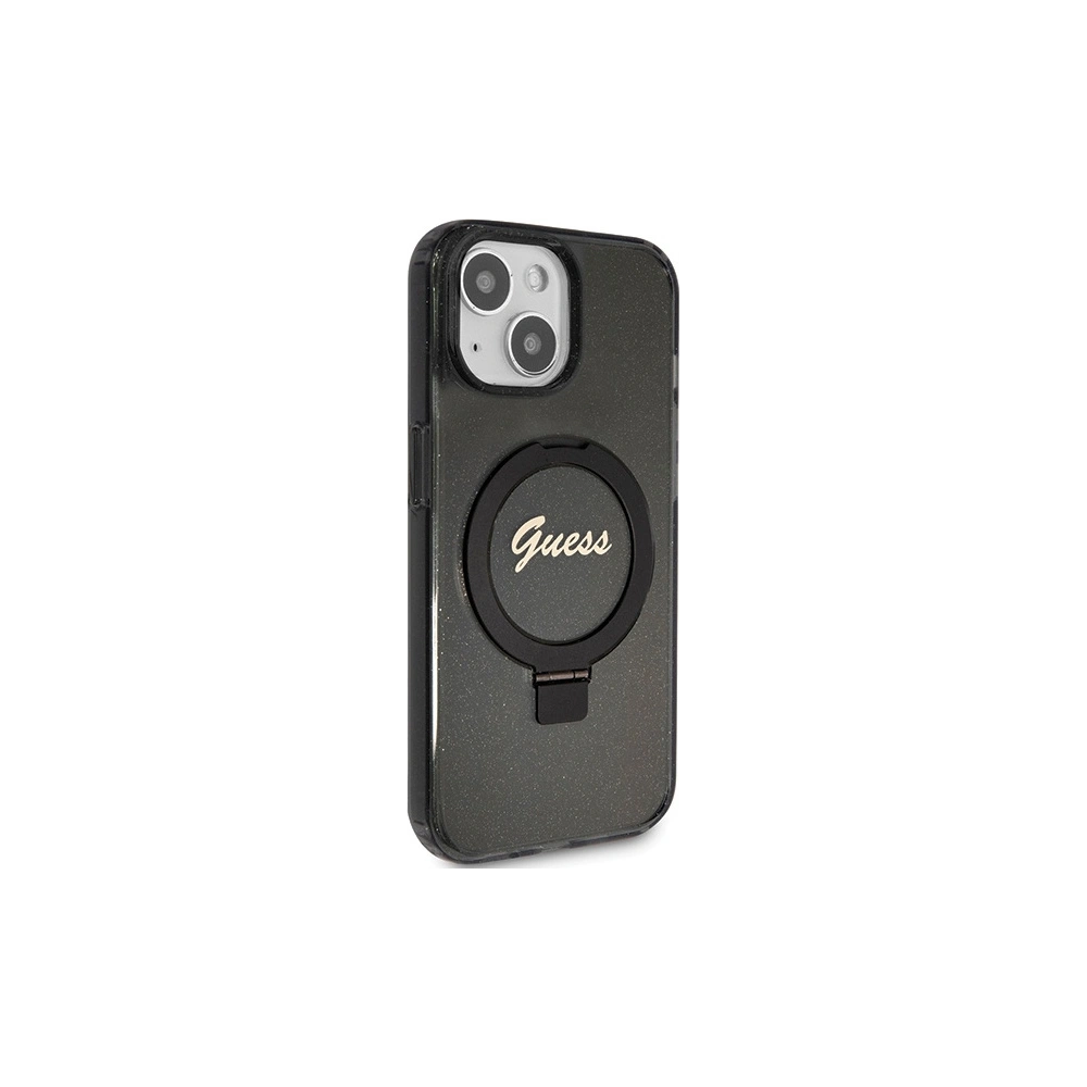 Hurtownia GSM - Case Guess GUHMP15MHRSGSK Apple iPhone 15 Plus / 14 Plus Hardcase Ring Stand Script Glitter MagSafe schwarz/black - GUE3039 - {ean13} - Hurt