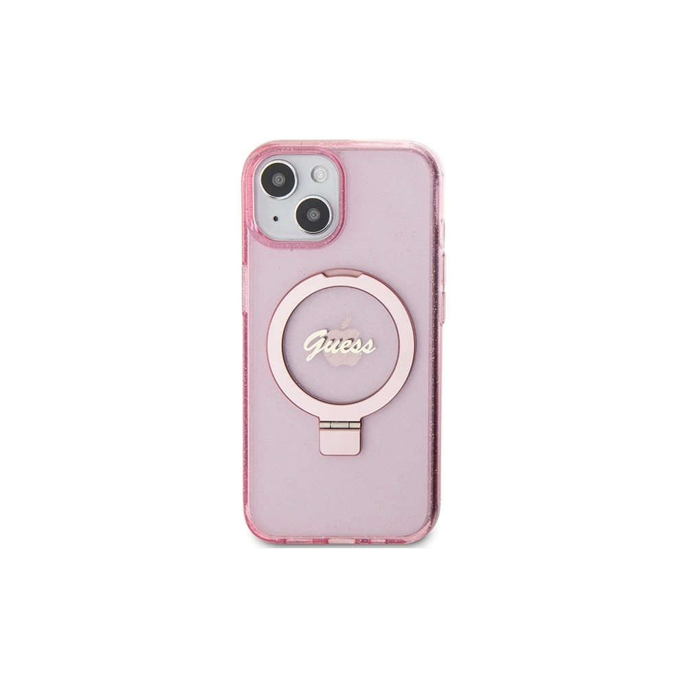 Hurtownia GSM - Etui Guess GUHMP15MHRSGSP Apple iPhone 15 Plus / 14 Plus hardcase Ring Stand Script Glitter MagSafe różowy/pink - GUE3040 - {ean13} - Hurt