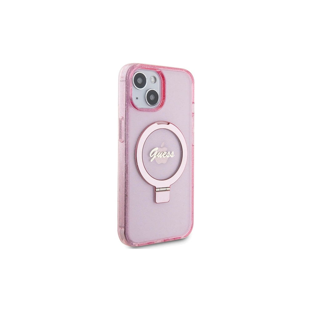 Hurtownia GSM - Case Guess GUHMP15MHRSGSP Apple iPhone 15 Plus / 14 Plus Hardcase Ring Stand Script Glitter MagSafe rosa/pink - GUE3040 - {ean13} - Hurt