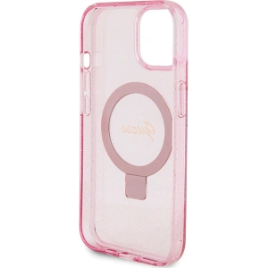 Wholesale Guess GUHMP15MHRSGSP Apple iPhone 15 Plus / 14 Plus hardcase Ring Stand Script Glitter MagSafe pink - GUE3040 - {ean13} - Hurt