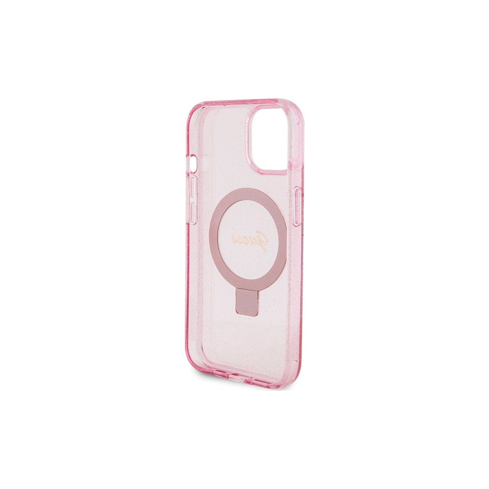 Hurtownia GSM - Case Guess GUHMP15MHRSGSP Apple iPhone 15 Plus / 14 Plus Hardcase Ring Stand Script Glitter MagSafe rosa/pink - GUE3040 - {ean13} - Hurt