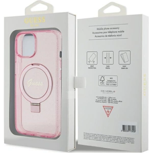 Hurtownia GSM - Etui Guess GUHMP15MHRSGSP Apple iPhone 15 Plus / 14 Plus hardcase Ring Stand Script Glitter MagSafe růžový/pink - GUE3040 - {ean13} - Hurt