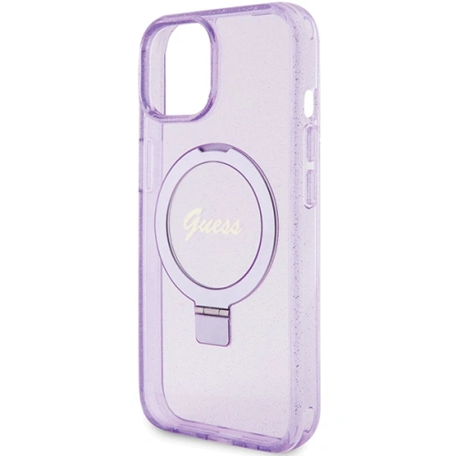 Etui Guess GUHMP15MHRSGSU Apple iPhone 15 Plus / 14 Plus hardcase Ring Stand Script Glitter MagSafe fioletowy/purple