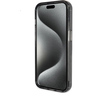 Etui Guess GUHMP15SHRSGSK Apple iPhone 15 hardcase Ring Stand Script Glitter MagSafe czarny/black