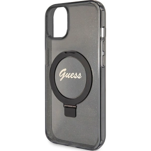 Etui Guess GUHMP15SHRSGSK Apple iPhone 15 hardcase Ring Stand Script Glitter MagSafe czarny/black