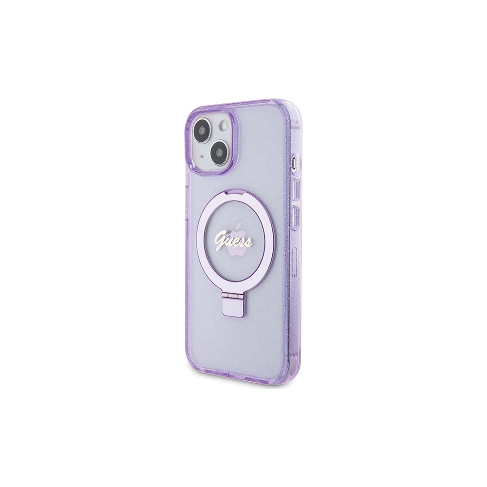 Hurtownia GSM - Case Guess GUHMP15SHRSGSU Apple iPhone 15 Hardcase Ring Stand Script Glitter MagSafe lila/purple - GUE3044 - {ean13} - Hurt