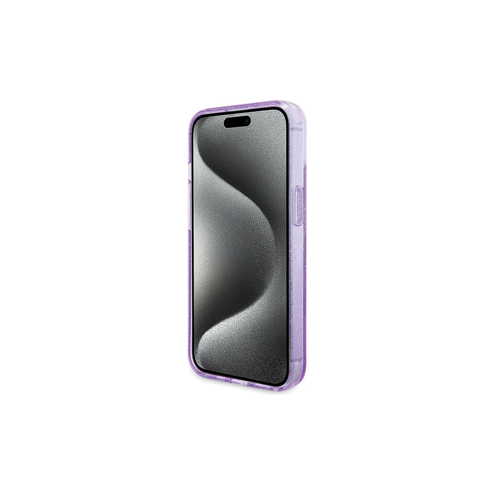 Hurtownia GSM - Etui Guess GUHMP15SHRSGSU Apple iPhone 15 hardcase Ring Stand Script Glitter MagSafe fialový/purple - GUE3044 - {ean13} - Hurt
