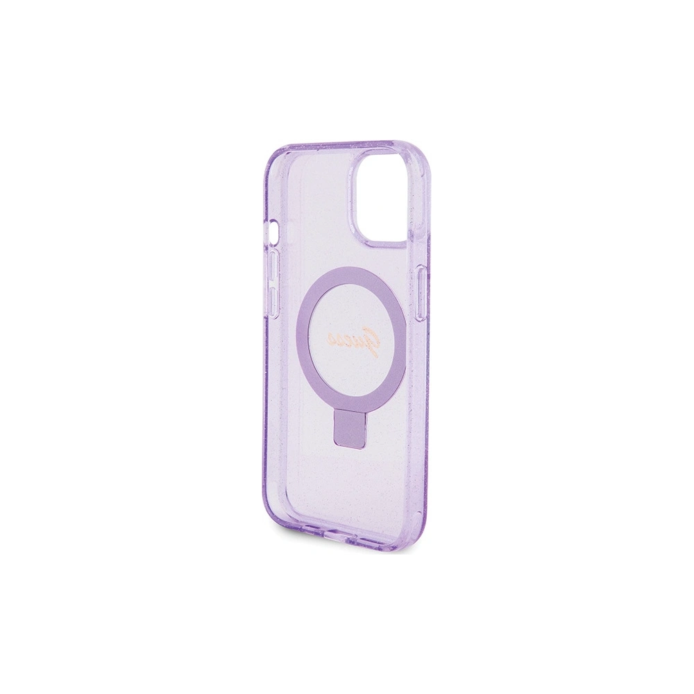 Hurtownia GSM - Etui Guess GUHMP15SHRSGSU Apple iPhone 15 hardcase Ring Stand Script Glitter MagSafe fialový/purple - GUE3044 - {ean13} - Hurt