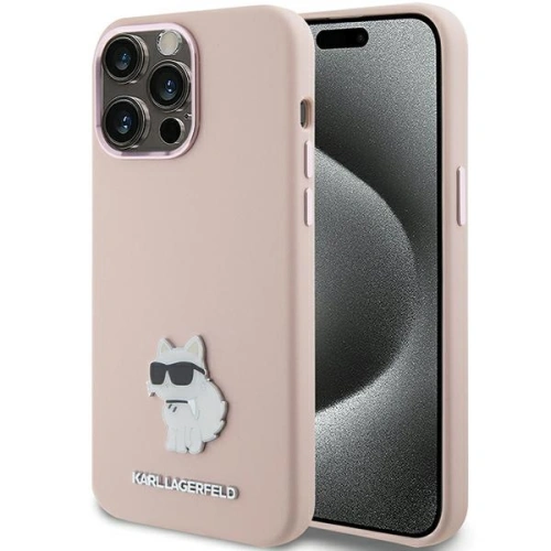 Hurtownia Karl Lagerfeld - 3666339166267 - KLD1821 - Etui Karl Lagerfeld KLHCP15XSMHCNPP Apple iPhone 15 Pro Max Silicone Choupette Metal Pin różowy/pink - B2B homescreen