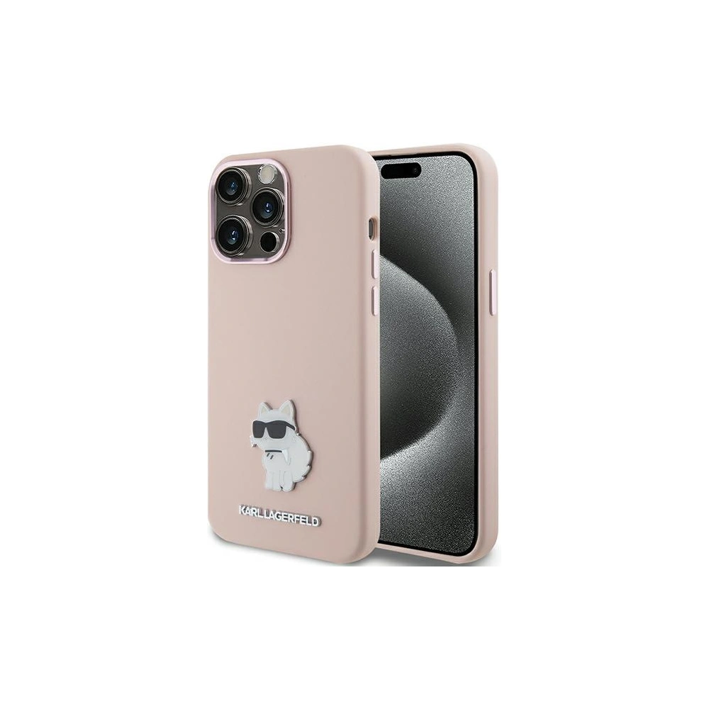 Hurtownia GSM - Case Karl Lagerfeld KLHCP15XSMHCNPP Apple iPhone 15 Pro Max Silikon Choupette Metallpin rosa/pink - KLD1821 - {ean13} - Hurt