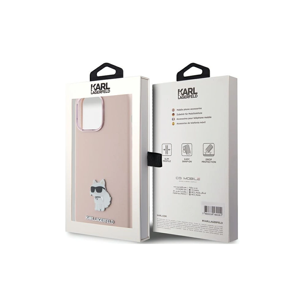 Hurtownia GSM - Case Karl Lagerfeld KLHCP15XSMHCNPP Apple iPhone 15 Pro Max Silikon Choupette Metallpin rosa/pink - KLD1821 - {ean13} - Hurt