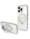 Case Guess GUHMP15XHRSGSD Apple iPhone 15 Pro Max Hardcase Ring Stand Script Glitter MagSafe transparent