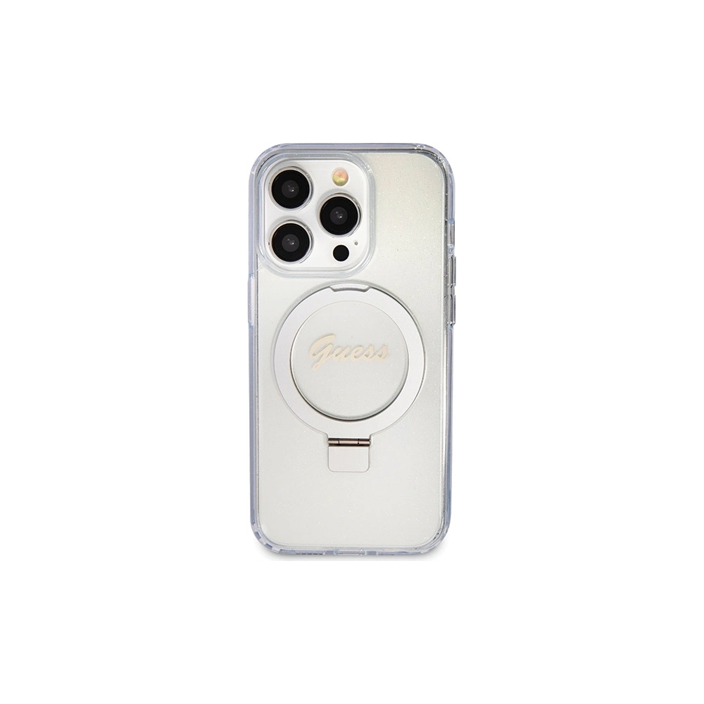 Hurtownia GSM - Etui Guess GUHMP15XHRSGSD Apple iPhone 15 Pro Max hardcase Ring Stand Script Glitter MagSafe průhledný/transparentní - GUE3048 - {ean13} - Hurt