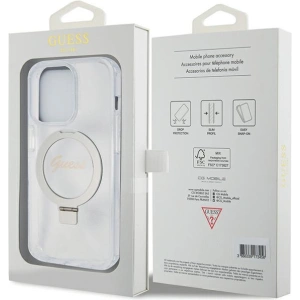 Wholesale Guess GUHMP15XHRSGSD Apple iPhone 15 Pro Max hardcase Ring Stand Script Glitter MagSafe transparent - GUE3048 - {ean13} - Hurt