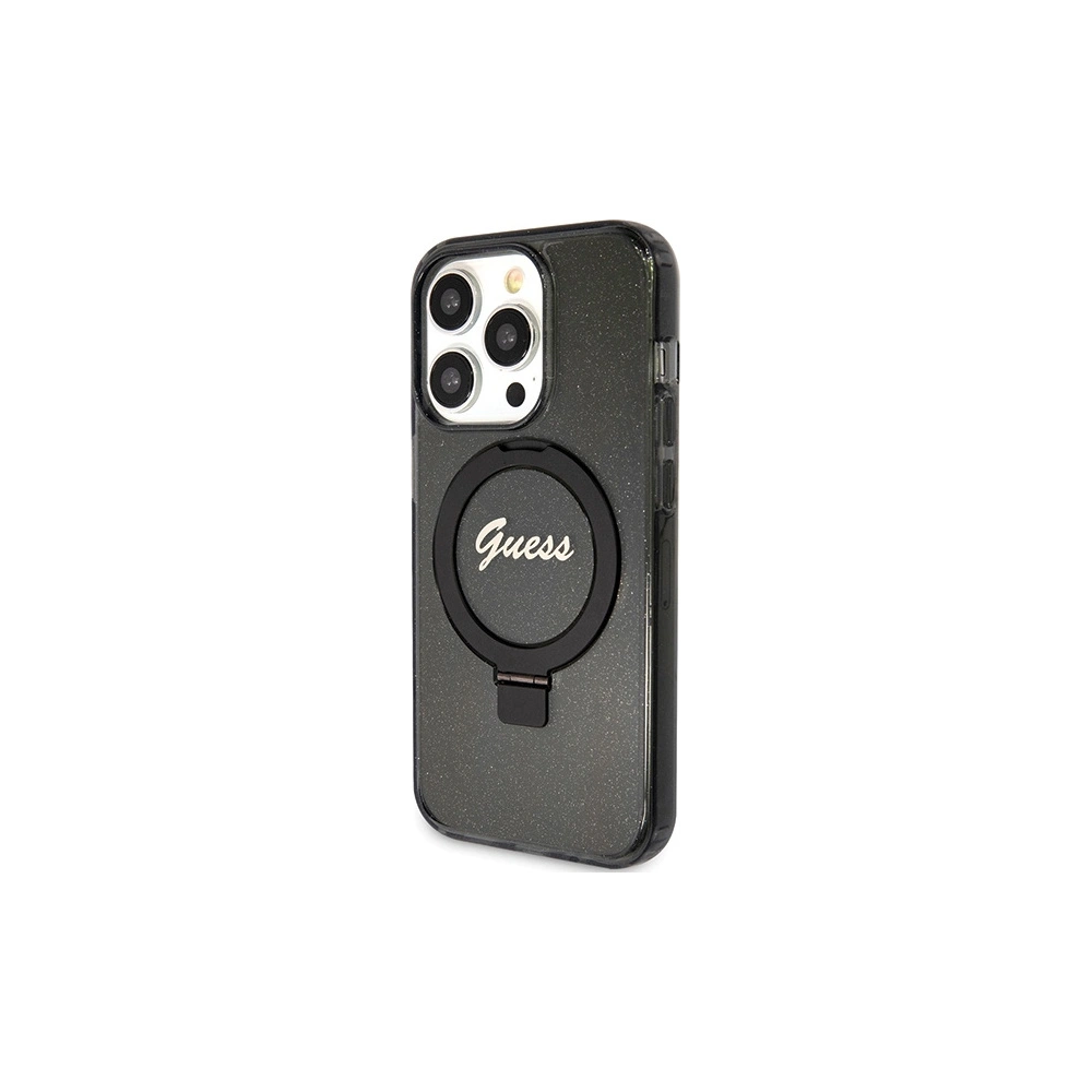 Hurtownia GSM - Case Guess GUHMP15XHRSGSK Apple iPhone 15 Pro Max Hardcase Ring Stand Script Glitter MagSafe schwarz/black - GUE3049 - {ean13} - Hurt