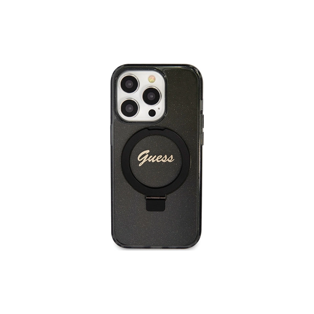 Hurtownia GSM - Case Guess GUHMP15XHRSGSK Apple iPhone 15 Pro Max Hardcase Ring Stand Script Glitter MagSafe schwarz/black - GUE3049 - {ean13} - Hurt