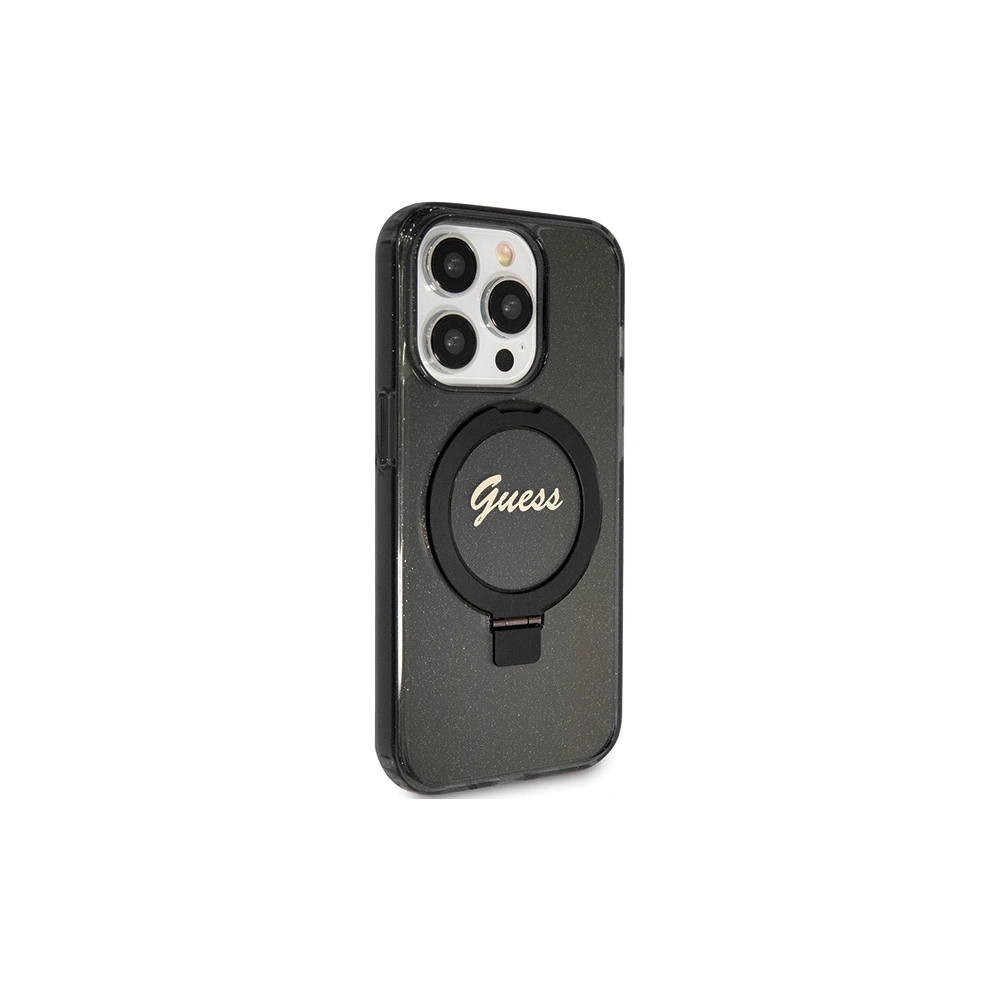 Hurtownia GSM - Etui Guess GUHMP15XHRSGSK Apple iPhone 15 Pro Max kemény tok Ring Stand Script Glitter MagSafe fekete/black - GUE3049 - {ean13} - Hurt