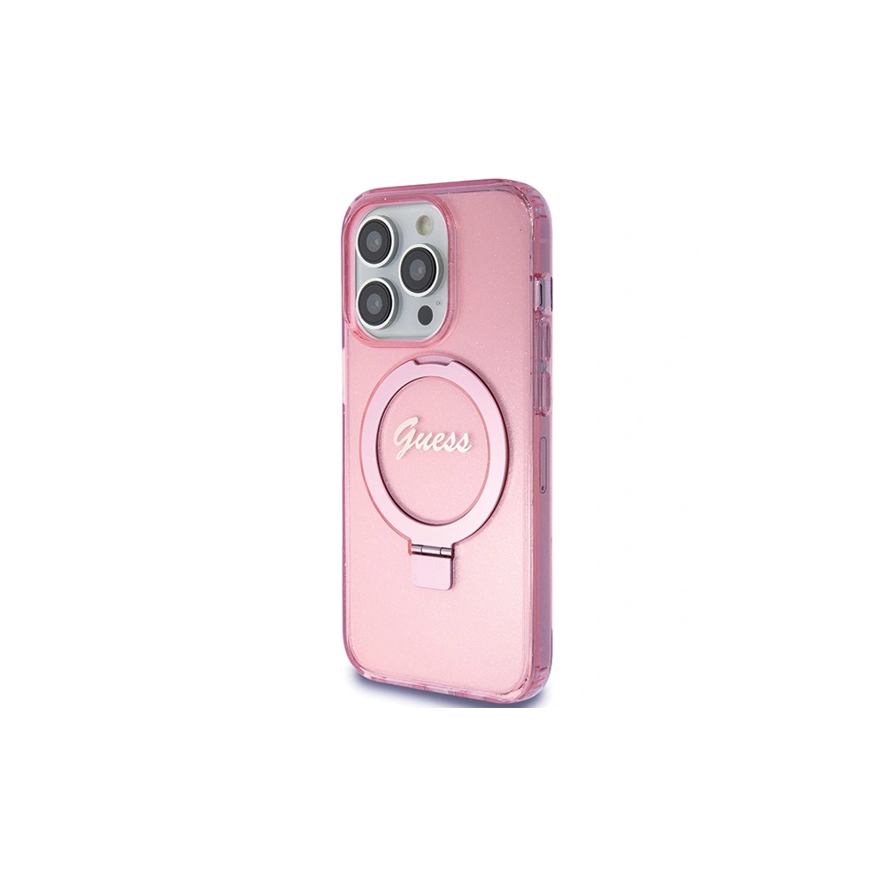 Hurtownia GSM - Case Guess GUHMP15XHRSGSP Apple iPhone 15 Pro Max Hardcase Ring Stand Script Glitter MagSafe rosa/pink - GUE3050 - {ean13} - Hurt