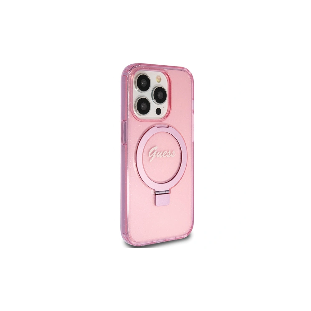 Hurtownia GSM - Case Guess GUHMP15XHRSGSP Apple iPhone 15 Pro Max Hardcase Ring Stand Script Glitter MagSafe rosa/pink - GUE3050 - {ean13} - Hurt