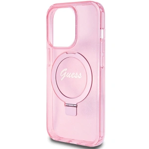 Wholesale Guess GUHMP15XHRSGSP Apple iPhone 15 Pro Max hardcase Ring Stand Script Glitter MagSafe pink - GUE3050 - {ean13} - Hurt