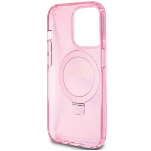 Wholesale Guess GUHMP15XHRSGSP Apple iPhone 15 Pro Max hardcase Ring Stand Script Glitter MagSafe pink - GUE3050 - {ean13} - Hurt