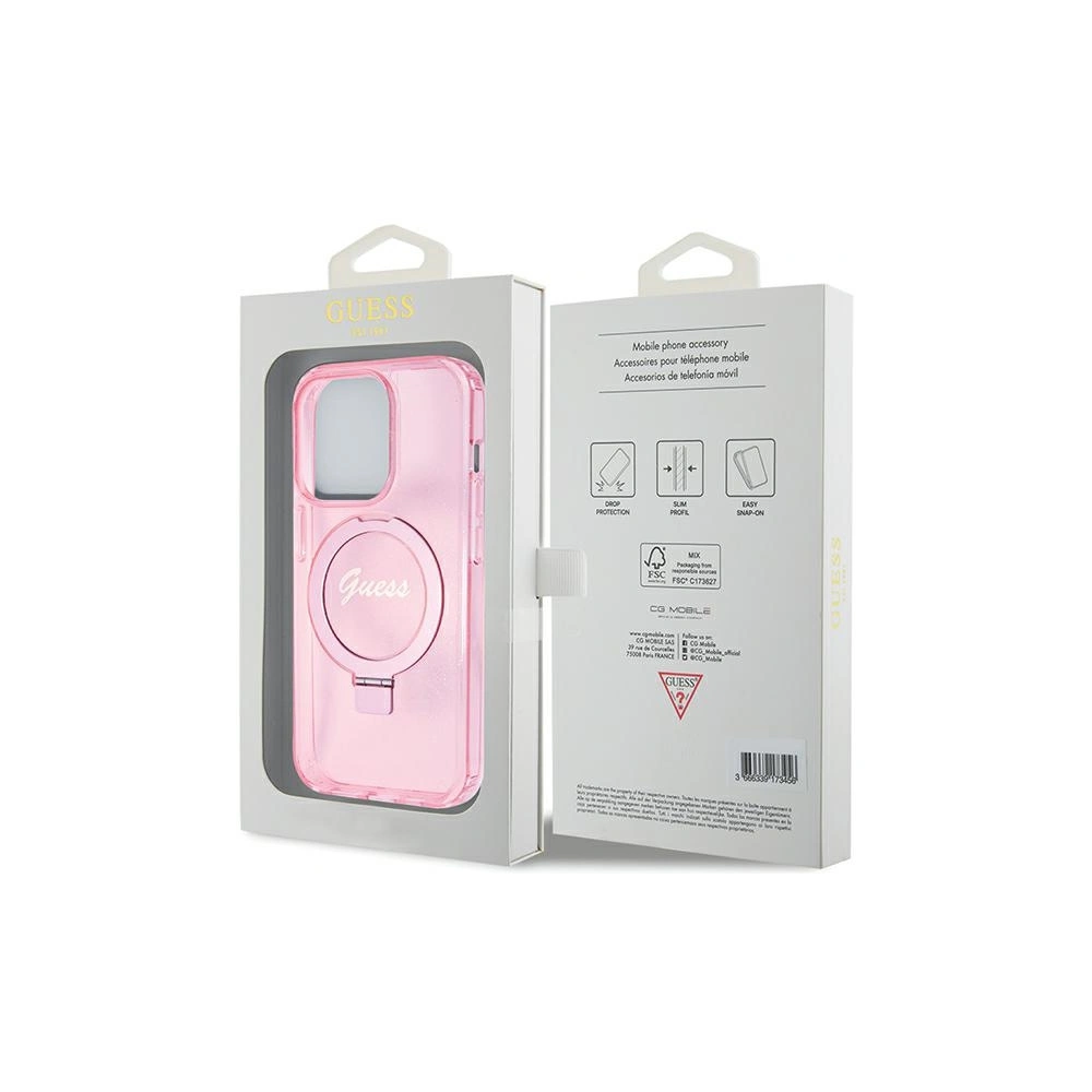 Hurtownia GSM - Case Guess GUHMP15XHRSGSP Apple iPhone 15 Pro Max Hardcase Ring Stand Script Glitter MagSafe rosa/pink - GUE3050 - {ean13} - Hurt