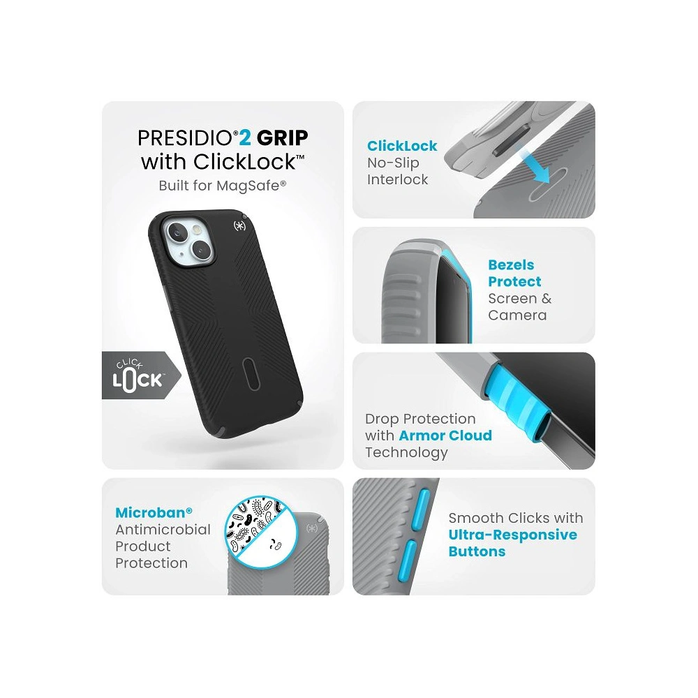 Hurtownia GSM - Case Speck Presidio2 Grip ClickLock & MagSafe Apple iPhone 15 / 14 / 13 (Schwarz) - SPK582 - {ean13} - Hurt