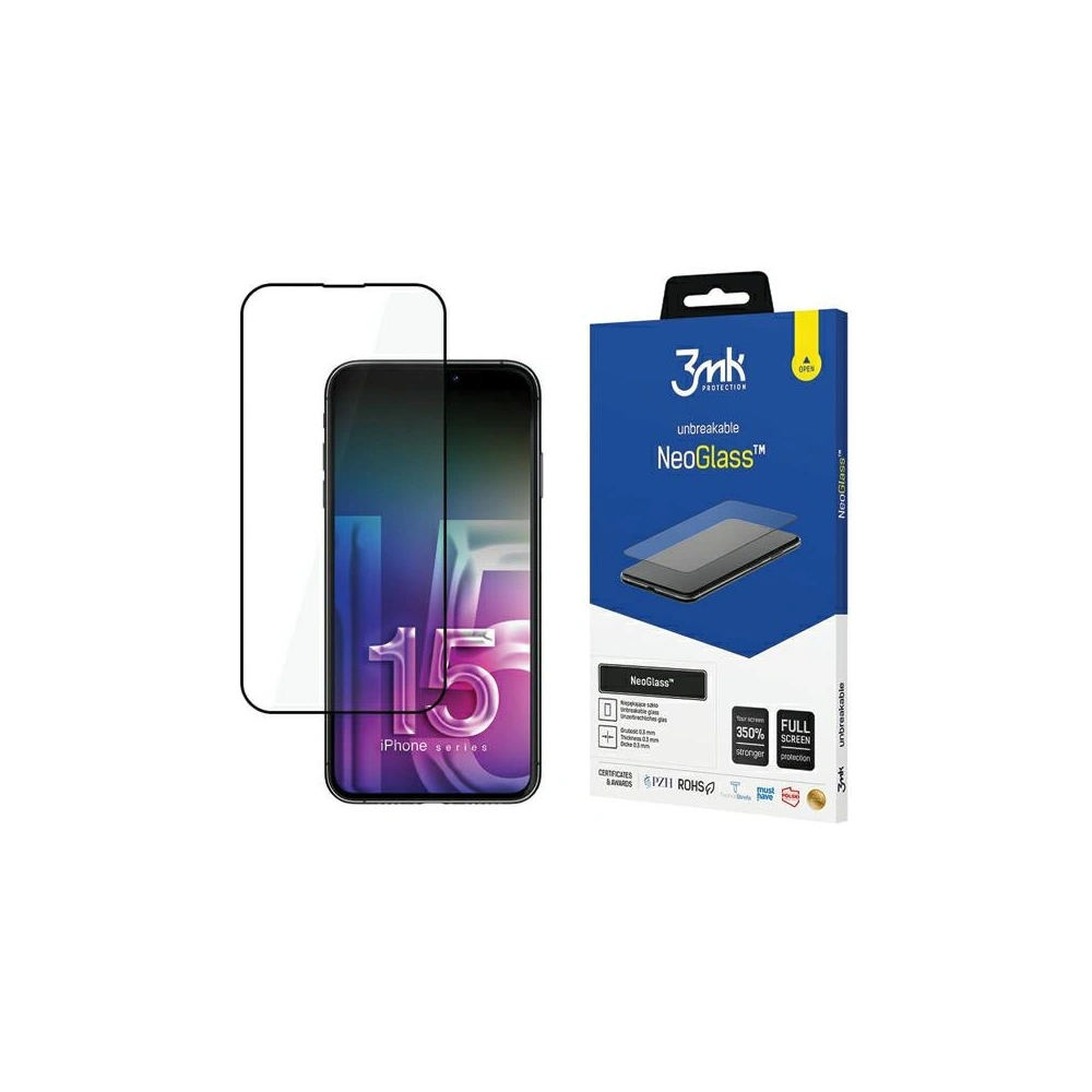 Hurtownia GSM - Ochranné sklo 3MK NeoGlass Apple iPhone 15 černé/black - 3MK5418 - {ean13} - Hurt