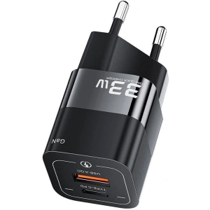 Hurtownia GSM - Încărcător de rețea Toocki TCTAC-XFKB01 USB-A / USB-C, 33W (negru) - TCK88 - {ean13} - Hurt