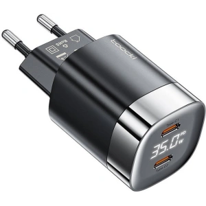 Hurtownia GSM - Încărcător de rețea Toocki TCTAC-ZXB01 2xUSB-C, GaN, 35W (negru) - TCK90 - {ean13} - Hurt