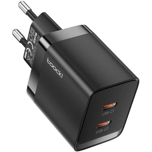 Hurtownia GSM - Încărcător de rețea Toocki TCTCC-SCD02 2xUSB-C, GaN, 40W (negru) - TCK92 - {ean13} - Hurt