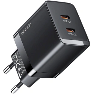 Hurtownia GSM - Încărcător de rețea Toocki TCTCC-SCD02 2xUSB-C, GaN, 40W (negru) - TCK92 - {ean13} - Hurt