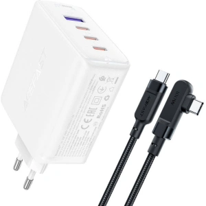 Wholesale Acefast A37 network charger USB-A, 3xUSB-C, PD, GaN, 100W (white) + angle cable USB-C / USB-C 2m - ACE5 - {ean13} - Hurt