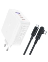 Síťová nabíječka Acefast A37 USB-A, 3xUSB-C, PD, GaN, 100W (bílá) + úhlový kabel USB-C / USB-C 2m