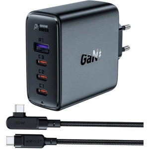 Wholesale Acefast A37 network charger USB-A, 3xUSB-C, PD, GaN, 100W (black) + angle cable USB-C / USB-C 2m - ACE6 - {ean13} - Hurt