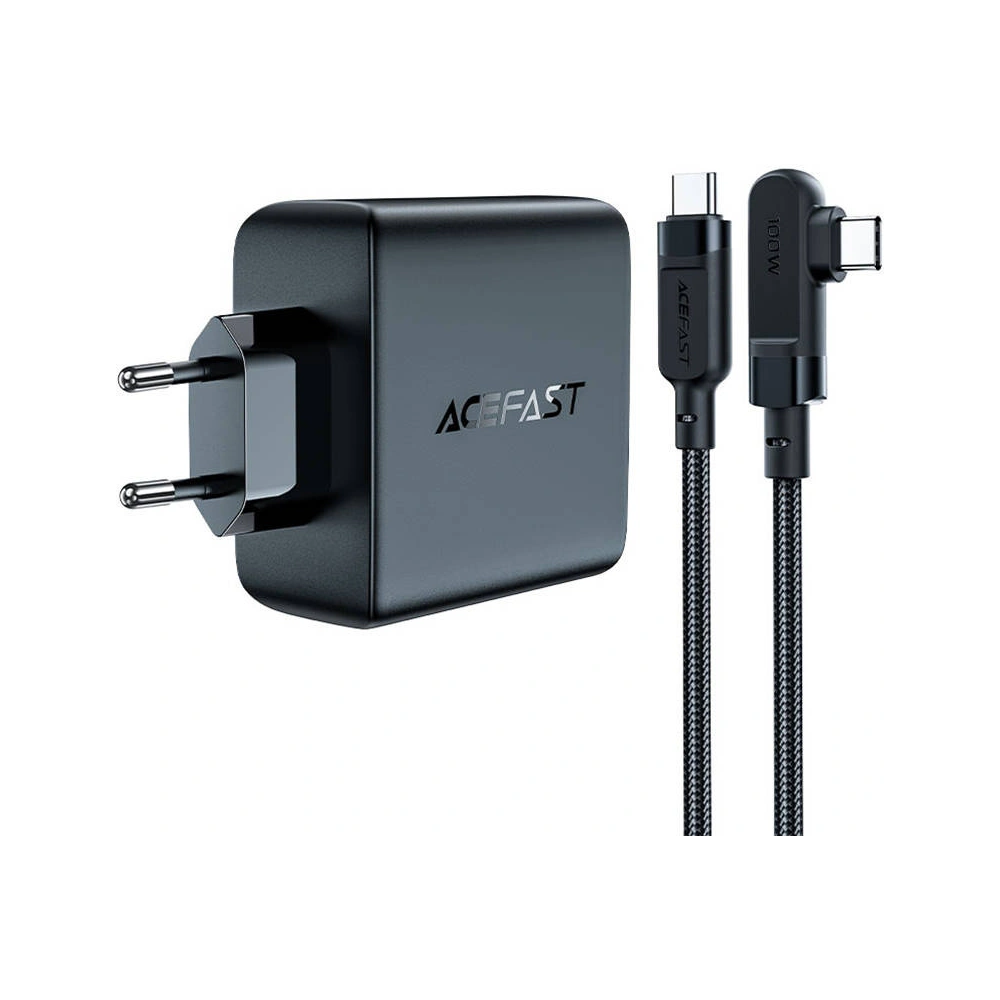 Wholesale Acefast A37 network charger USB-A, 3xUSB-C, PD, GaN, 100W (black) + angle cable USB-C / USB-C 2m - ACE6 - {ean13} - Hurt