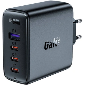 Wholesale Acefast A37 network charger USB-A, 3xUSB-C, PD, GaN, 100W (black) + angle cable USB-C / USB-C 2m - ACE6 - {ean13} - Hurt