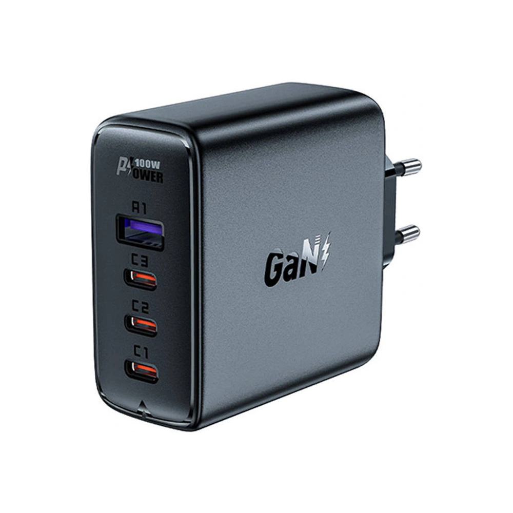 Wholesale Acefast A37 network charger USB-A, 3xUSB-C, PD, GaN, 100W (black) + angle cable USB-C / USB-C 2m - ACE6 - {ean13} - Hurt
