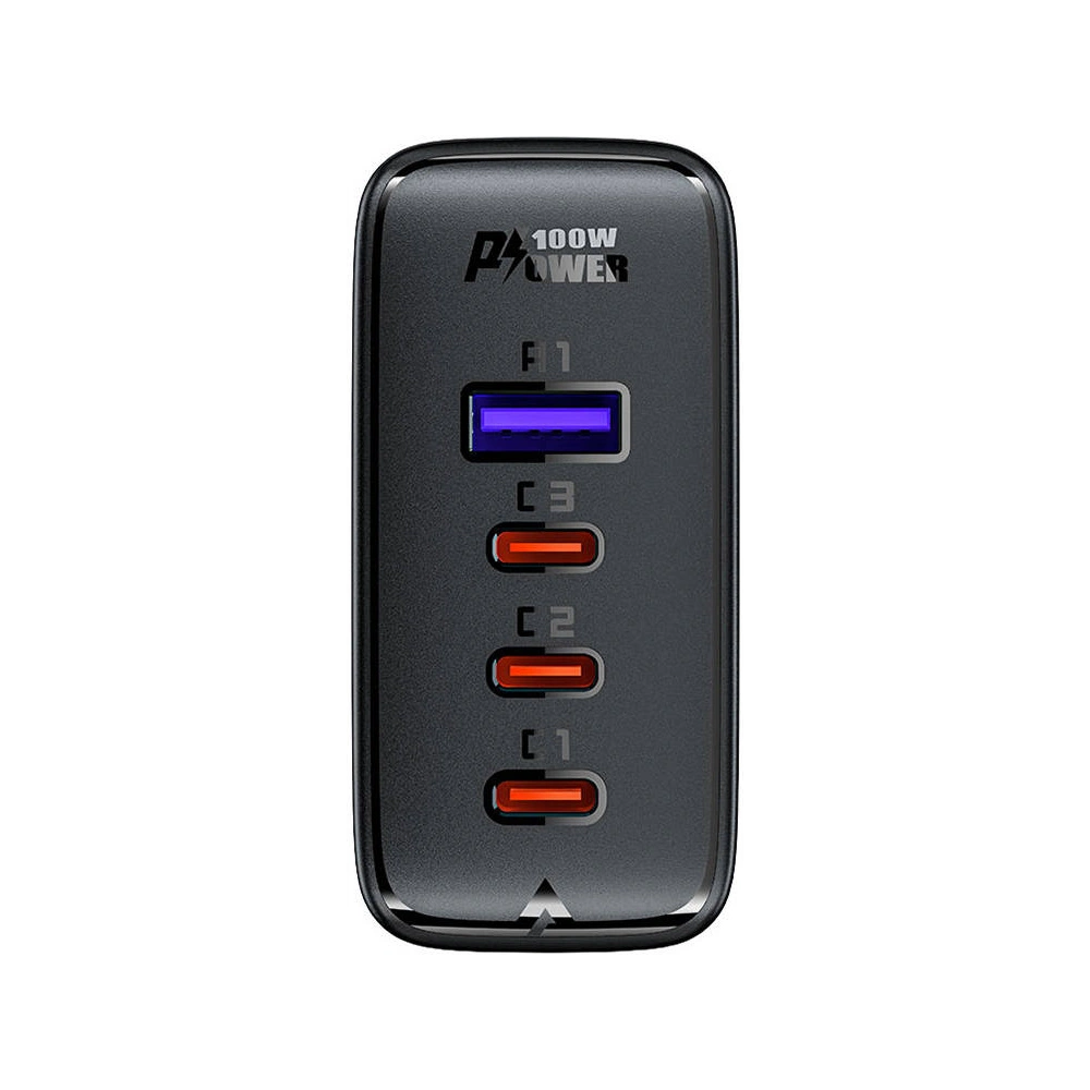 Wholesale Acefast A37 network charger USB-A, 3xUSB-C, PD, GaN, 100W (black) + angle cable USB-C / USB-C 2m - ACE6 - {ean13} - Hurt