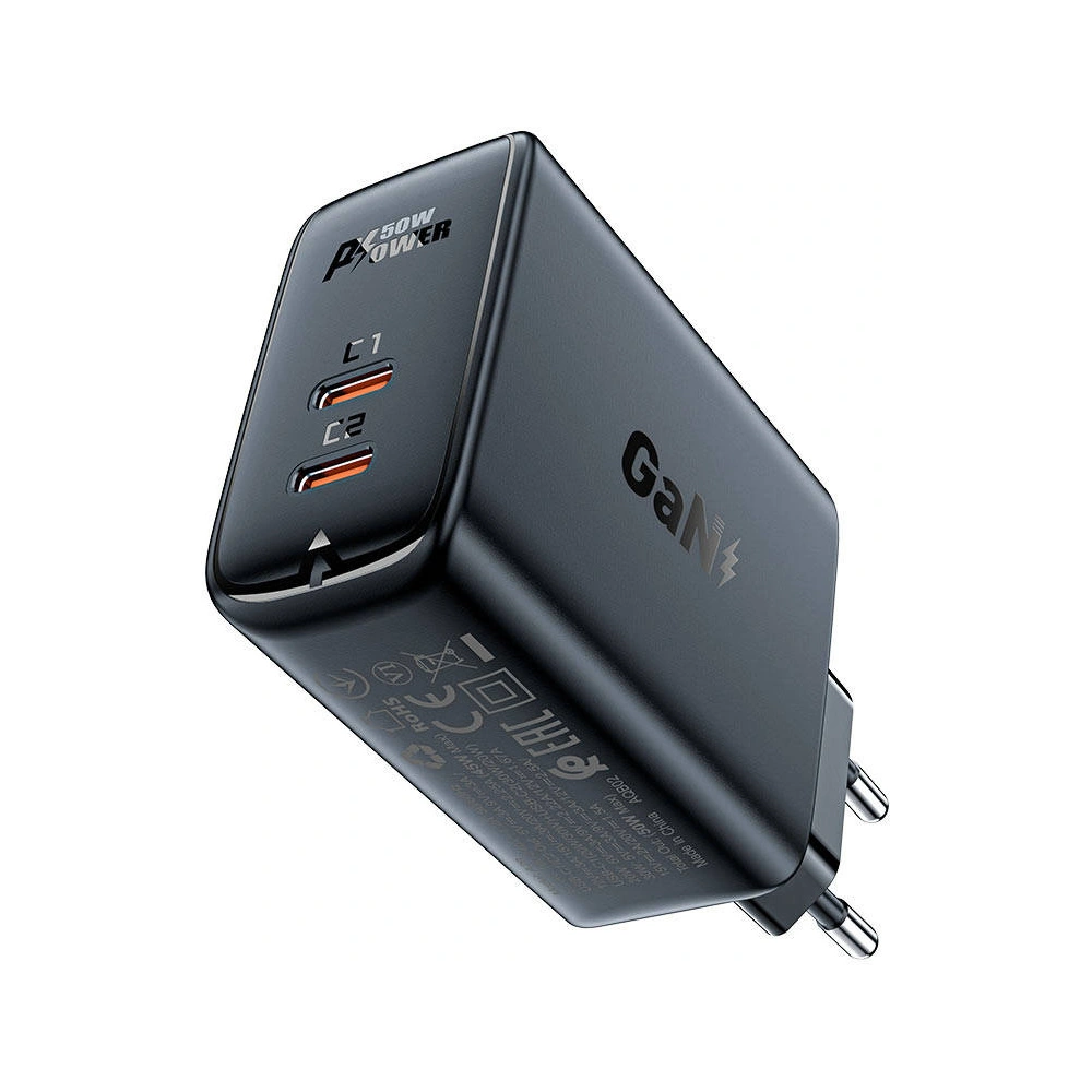 Wholesale Acefast A29 network charger 2xUSB-C PD, GaN, 50W (black) - ACE7 - {ean13} - Hurt