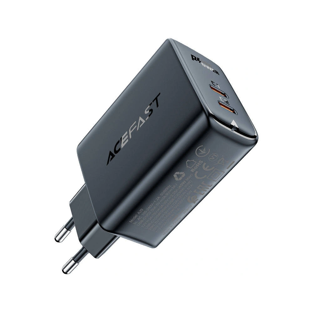 Wholesale Acefast A29 network charger 2xUSB-C PD, GaN, 50W (black) - ACE7 - {ean13} - Hurt