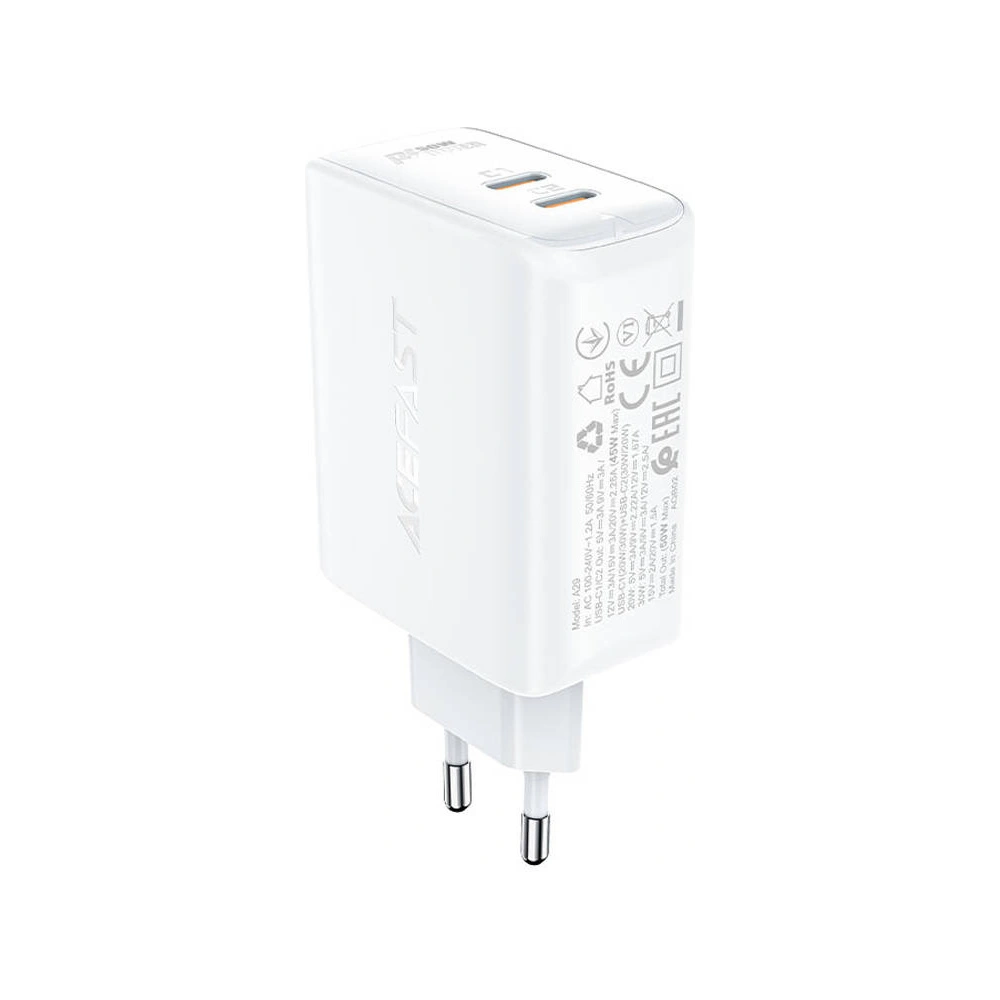 Wholesale Acefast A29 network charger 2xUSB-C PD, GaN, 50W (white) - ACE8 - {ean13} - Hurt
