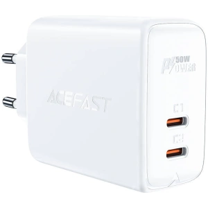 Wholesale Acefast A29 network charger 2xUSB-C PD, GaN, 50W (white) - ACE8 - {ean13} - Hurt